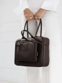 TOREBKA SHOPPER BAG Z KIESZENIA W KOLORZE GORZKIEJ CZEKOLADY