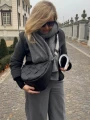 PLECIONA PÓŁOKRĄGŁA TOREBKA Z ESKOSKÓRY - CZARNA